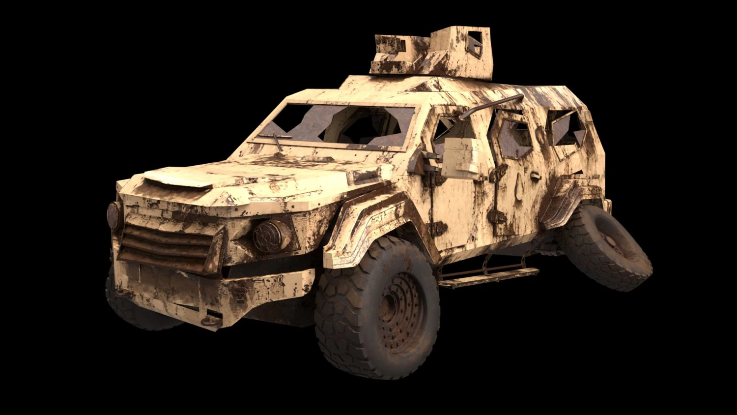 damaged terradyne gurkha lapv 3D Model .c4d .max .obj .3ds .fbx .stl .blend 