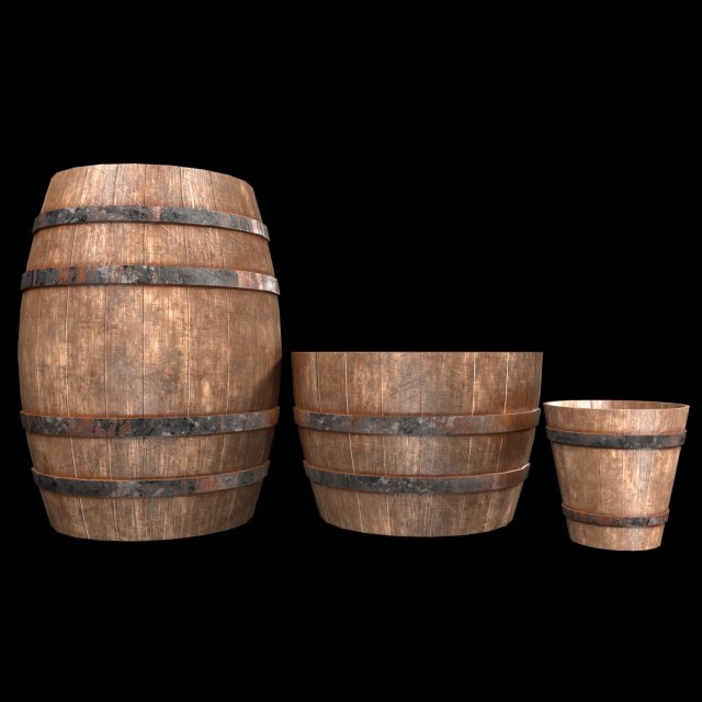 old wooden barrel 3D Model .c4d .max .obj .3ds .fbx .stl .blend 