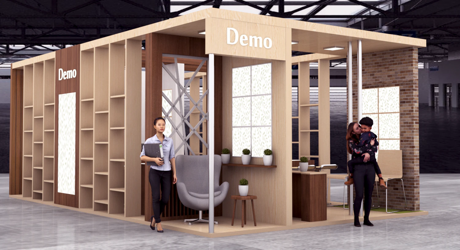 exhibition booth wooden 3D Model .c4d .max .obj .3ds .fbx .stl .blend