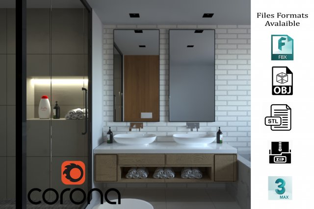 bathroom 3D Model .c4d .max .obj .3ds .fbx .stl .blend