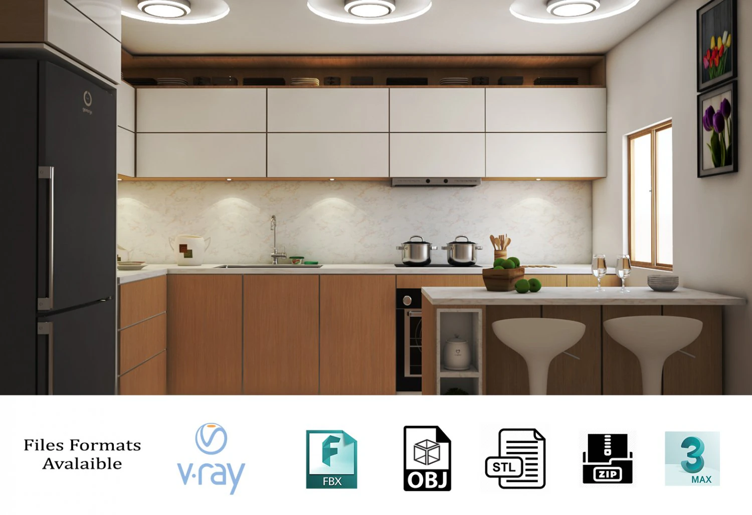 kitchen 02 3D Model .c4d .max .obj .3ds .fbx .stl .blend 