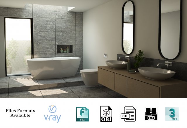 bathroom 02 3D 模型 .c4d .max .obj .3ds .fbx .stl .blend 