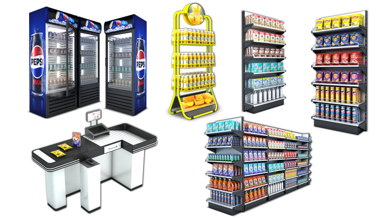 Supermarket Shop Collection Modello 3D .c4d .max .obj .3ds .fbx .stl .blend 