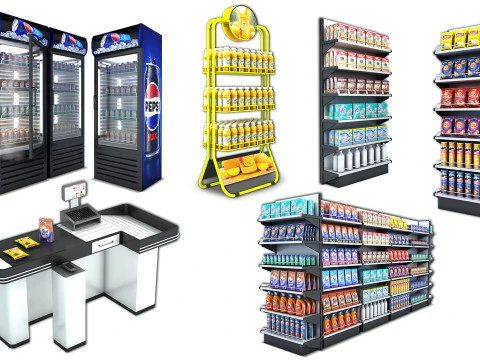 Supermarkt winkelcollectie 3D Model