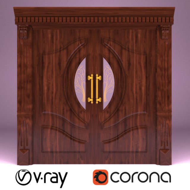 maral wooden lobby door 3D Model .c4d .max .obj .3ds .fbx .stl .blend 