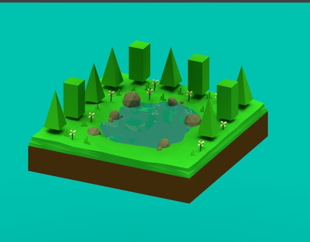green forest 3D Модель .c4d .max .obj .3ds .fbx .stl .blend