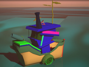 cartoon small pirate boat 3D Model