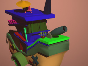 cartoon small pirate boat 3D Model