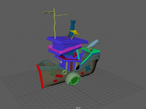 cartoon small pirate boat 3D Model