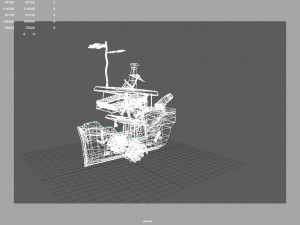 cartoon small pirate boat 3D Model