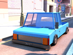 cartoon blue track low poly 3D Model