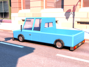 cartoon blue track low poly Modelo 3D
