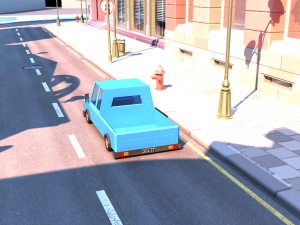 cartoon blue track low poly Modelo 3D