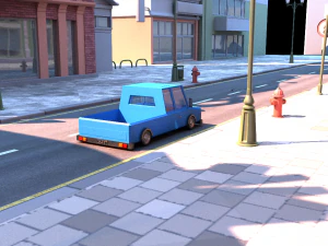 cartoon blue track low poly 3D Model