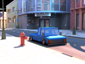 cartoon blue track low poly Modelo 3D