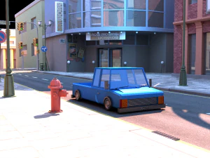 cartoon blue track low poly 3D Model