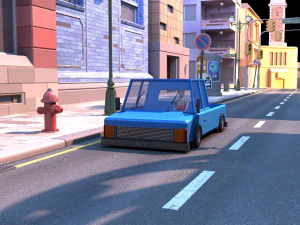 cartoon blue track low poly 3D Model