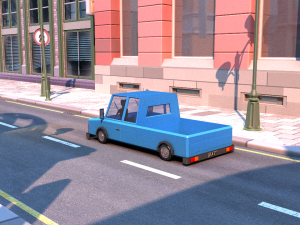 cartoon blue track low poly Modelo 3D