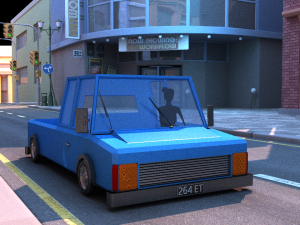 cartoon blue track low poly Modelo 3D