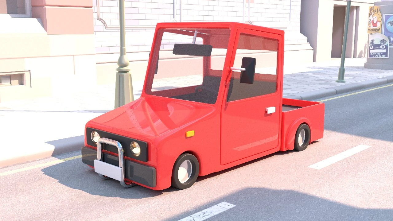 cartoon small truck red car 3D Model .c4d .max .obj .3ds .fbx .stl .blend 