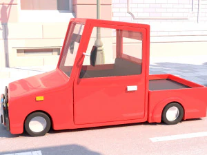 cartoon small truck red car 3D Model