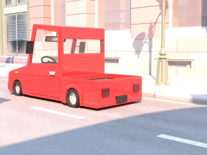 cartoon small truck red car 3D Model