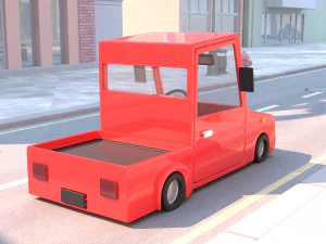 cartoon small truck red car 3D Model