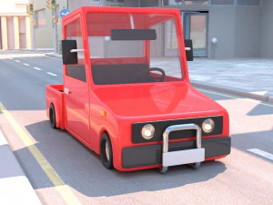 cartoon small truck red car 3D Model