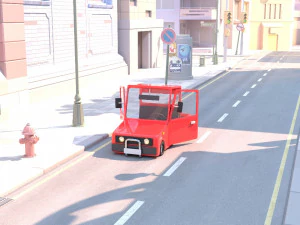cartoon small truck red car 3D Model