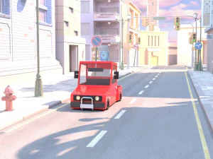 cartoon small truck red car 3D Model
