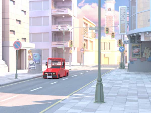 cartoon small truck red car 3D Model
