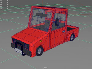 cartoon small truck red car 3D Model