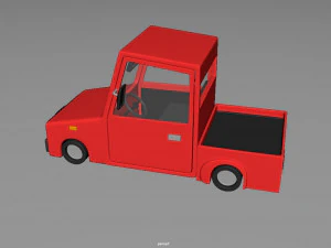 cartoon small truck red car 3D Model