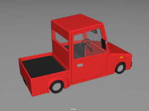 cartoon small truck red car 3D Model