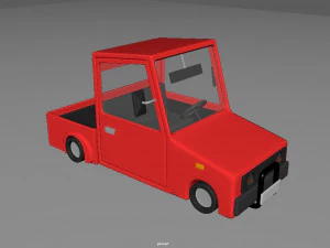 cartoon small truck red car 3D Model