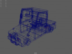 cartoon small truck red car 3D Model