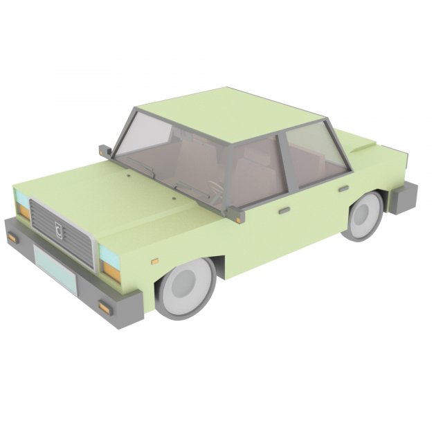 cartoon green car 3D Model .c4d .max .obj .3ds .fbx .stl .blend 