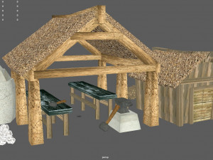blacksmith medieval building low poly 3D Model