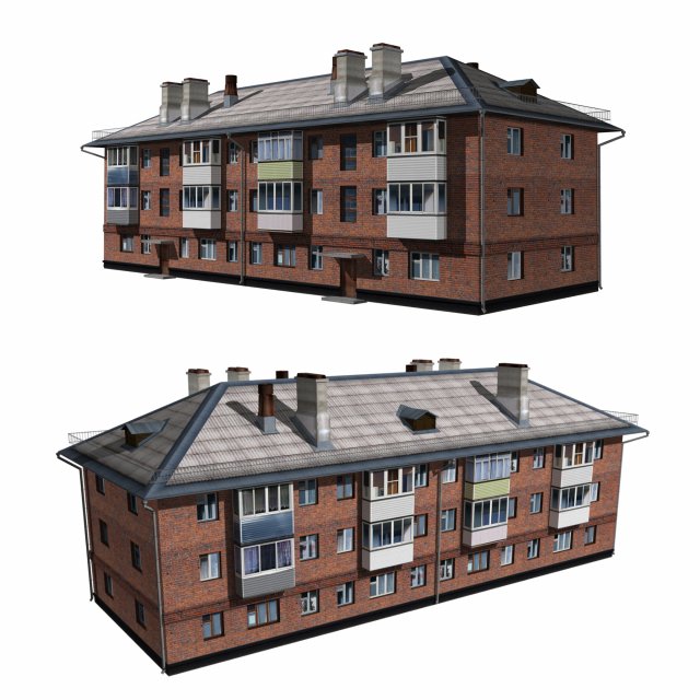 residential building Modello 3D .c4d .max .obj .3ds .fbx .stl .blend