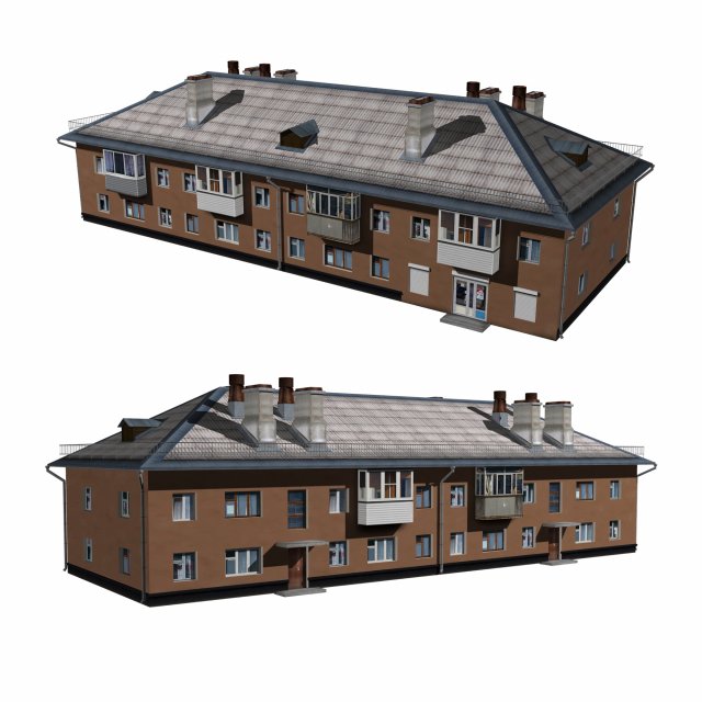 residential building with shop 3D Model .c4d .max .obj .3ds .fbx .stl .blend