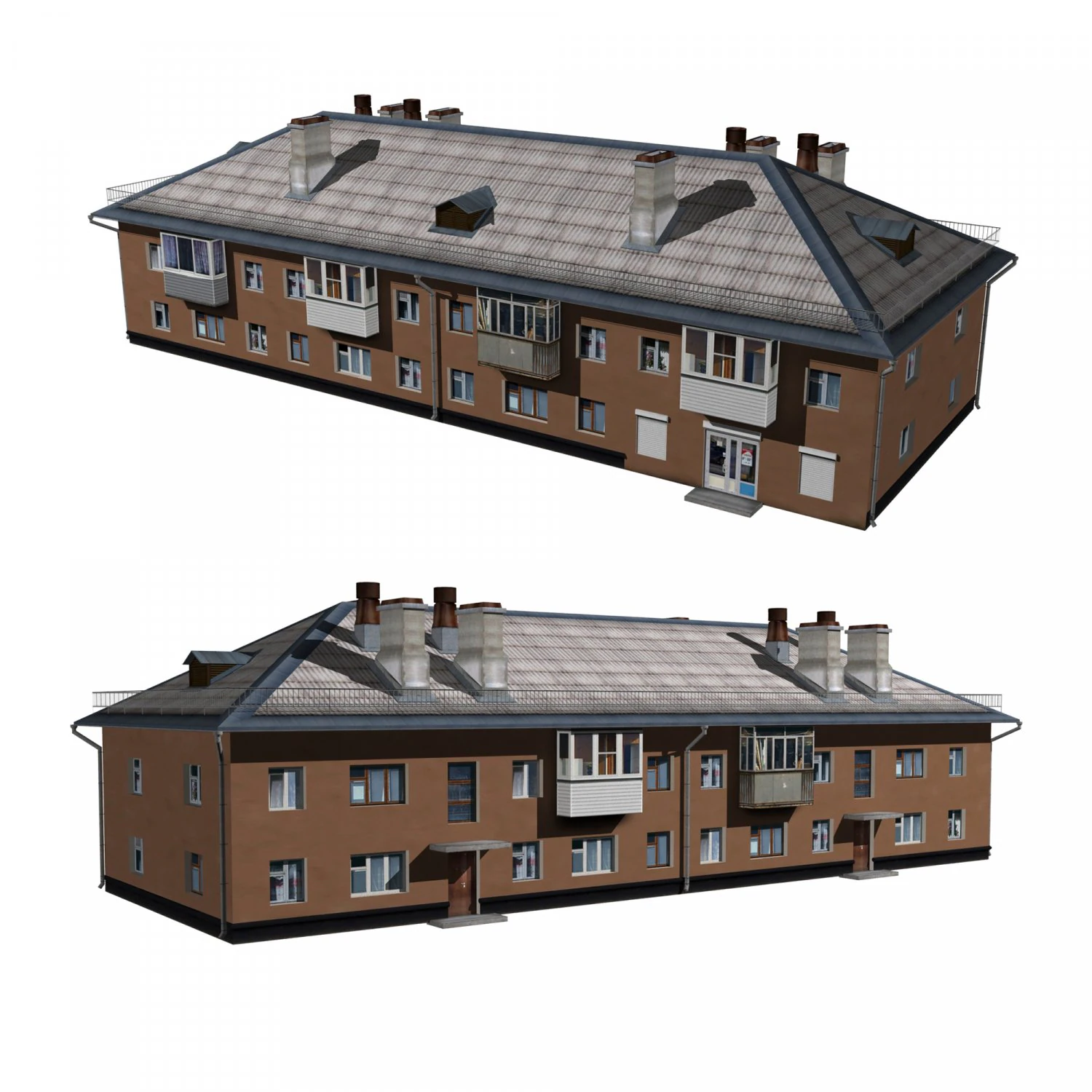 residential building with shop 3D Model .c4d .max .obj .3ds .fbx .stl .blend
