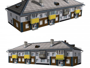 residential building with shop 3D 모델