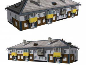 immeuble résidentiel avec magasin Modèle 3D