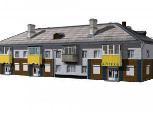 residential building with shop Model 3D
