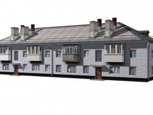 residential building with shop Model 3D