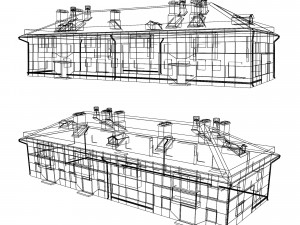 residential building with shop Model 3D
