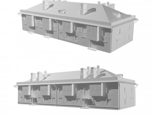 residential building with shop Model 3D