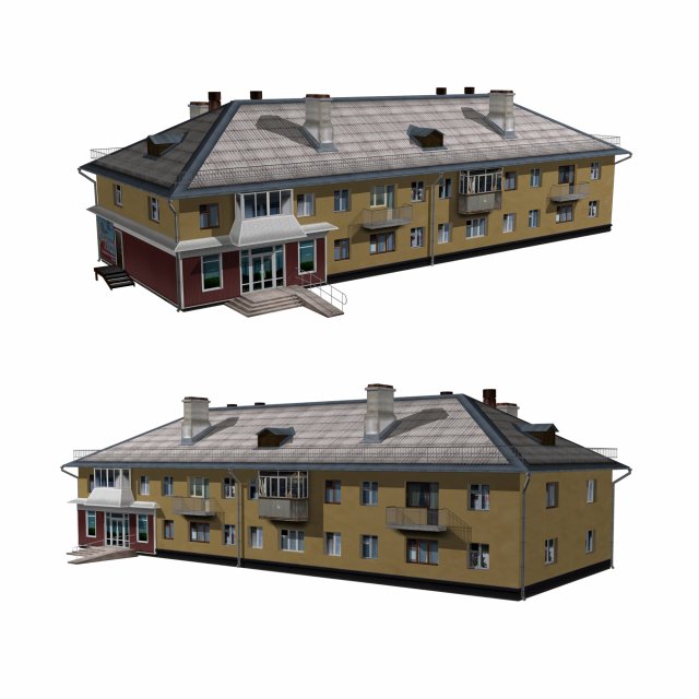 residential building with shop 3D 모델 .c4d .max .obj .3ds .fbx .stl .blend 