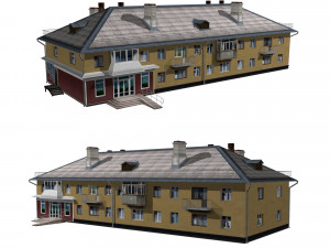 residential building with shop 3D 모델