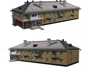 immeuble résidentiel avec magasin Modèle 3D